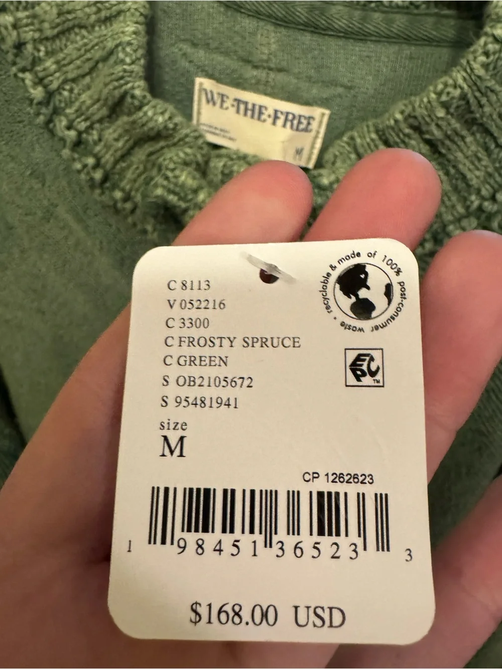 Free People Olive Green Chunky Knit Cardigan